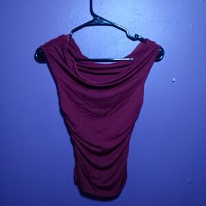 Burgandy Cowl Neck / Off Shoulder Snatched Top